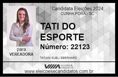 Candidato TATI DO ESPORTE 2024 - CUNHA PORÃ - Eleições