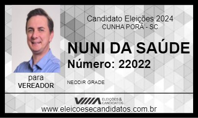 Candidato NUNI DA SAÚDE 2024 - CUNHA PORÃ - Eleições