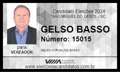 Candidato GELSO BASSO 2024 - SÃO MIGUEL DO OESTE - Eleições