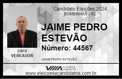 Candidato JAIME PEDRO ESTEVÃO 2024 - BOMBINHAS - Eleições