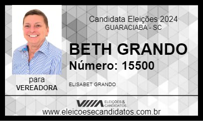 Candidato BETH GRANDO 2024 - GUARACIABA - Eleições