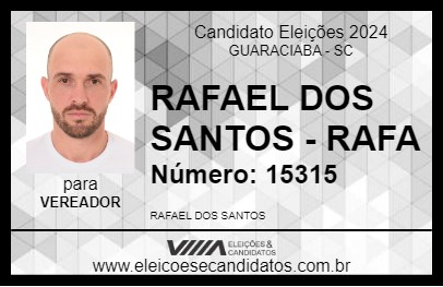 Candidato RAFAEL DOS SANTOS - RAFA 2024 - GUARACIABA - Eleições