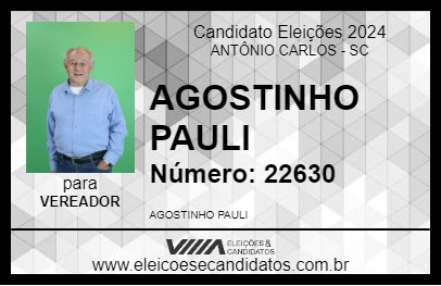 Candidato AGOSTINHO PAULI 2024 - ANTÔNIO CARLOS - Eleições