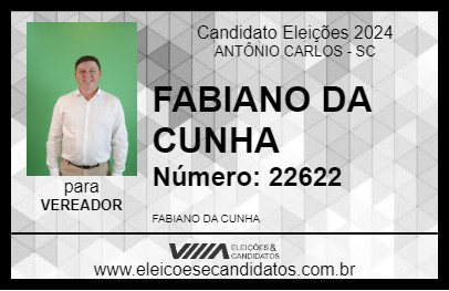 Candidato FABIANO DA CUNHA 2024 - ANTÔNIO CARLOS - Eleições