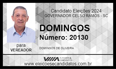 Candidato DOMINGOS 2024 - GOVERNADOR CELSO RAMOS - Eleições