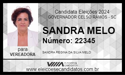 Candidato SANDRA MELO 2024 - GOVERNADOR CELSO RAMOS - Eleições