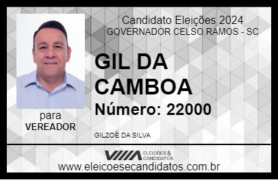 Candidato GIL DA CAMBOA 2024 - GOVERNADOR CELSO RAMOS - Eleições