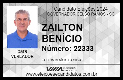 Candidato ZAILTON BENÍCIO 2024 - GOVERNADOR CELSO RAMOS - Eleições