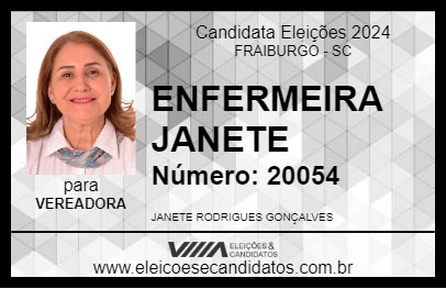 Candidato ENFERMEIRA JANETE 2024 - FRAIBURGO - Eleições