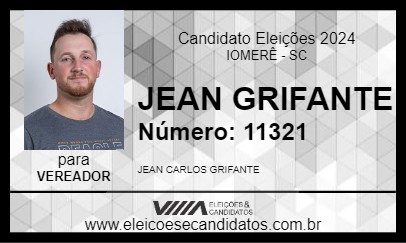 Candidato JEAN GRIFANTE 2024 - IOMERÊ - Eleições