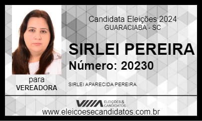 Candidato SIRLEI PEREIRA 2024 - GUARACIABA - Eleições