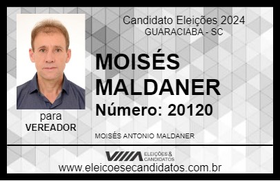 Candidato MOISÉS MALDANER 2024 - GUARACIABA - Eleições