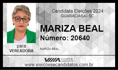 Candidato MARIZA BEAL 2024 - GUARACIABA - Eleições