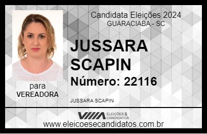 Candidato JUSSARA SCAPIN 2024 - GUARACIABA - Eleições