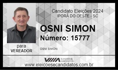 Candidato OSNI SIMON 2024 - IPORÃ DO OESTE - Eleições