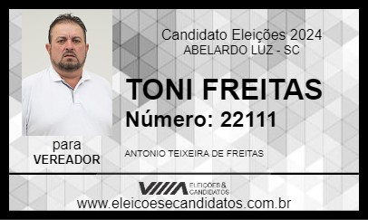 Candidato TONI FREITAS 2024 - ABELARDO LUZ - Eleições