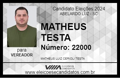 Candidato MATHEUS TESTA 2024 - ABELARDO LUZ - Eleições