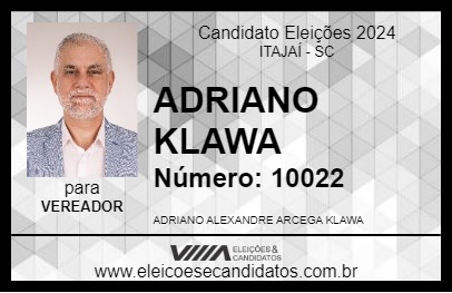 Candidato ADRIANO KLAWA 2024 - ITAJAÍ - Eleições