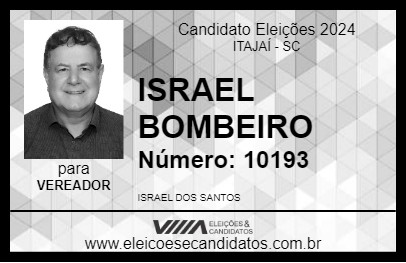 Candidato ISRAEL BOMBEIRO 2024 - ITAJAÍ - Eleições