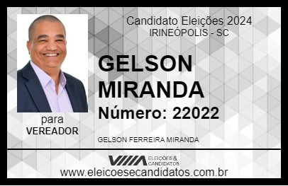 Candidato GELSON MIRANDA 2024 - IRINEÓPOLIS - Eleições