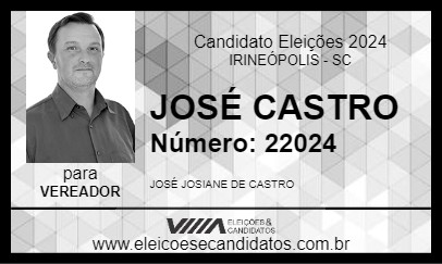 Candidato JOSÉ CASTRO 2024 - IRINEÓPOLIS - Eleições