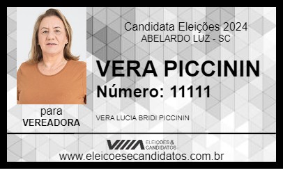 Candidato VERA PICCININ 2024 - ABELARDO LUZ - Eleições