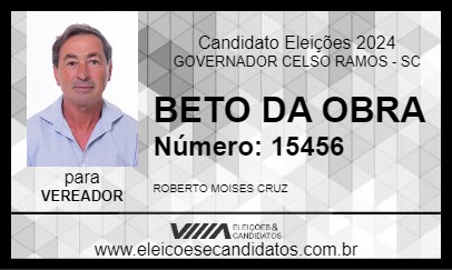 Candidato BETO DA OBRA 2024 - GOVERNADOR CELSO RAMOS - Eleições