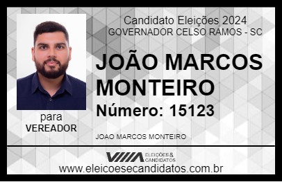 Candidato JOÃO MARCOS MONTEIRO 2024 - GOVERNADOR CELSO RAMOS - Eleições