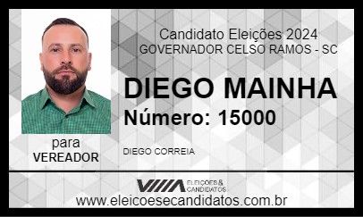 Candidato DIEGO MAINHA 2024 - GOVERNADOR CELSO RAMOS - Eleições