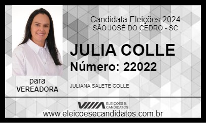 Candidato JULIA COLLE 2024 - SÃO JOSÉ DO CEDRO - Eleições