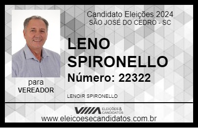 Candidato LENO SPIRONELLO 2024 - SÃO JOSÉ DO CEDRO - Eleições