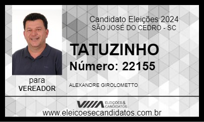 Candidato TATUZINHO 2024 - SÃO JOSÉ DO CEDRO - Eleições