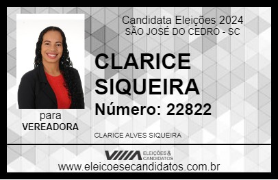 Candidato CLARICE SIQUEIRA 2024 - SÃO JOSÉ DO CEDRO - Eleições