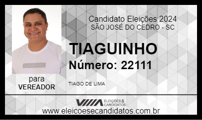 Candidato TIAGUINHO 2024 - SÃO JOSÉ DO CEDRO - Eleições