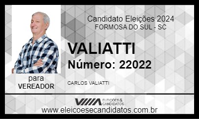 Candidato VALIATTI 2024 - FORMOSA DO SUL - Eleições