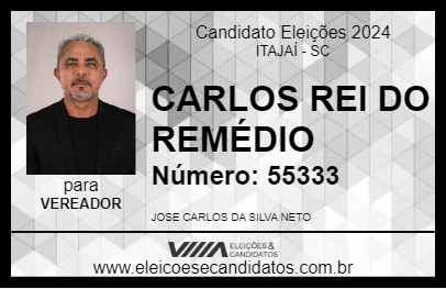 Candidato CARLOS REI DO REMÉDIO 2024 - ITAJAÍ - Eleições