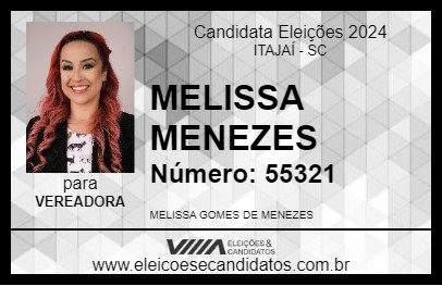 Candidato MELISSA MENEZES 2024 - ITAJAÍ - Eleições