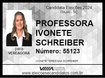 Candidato PROFESSORA IVONETE SCHREIBER 2024 - ITAJAÍ - Eleições