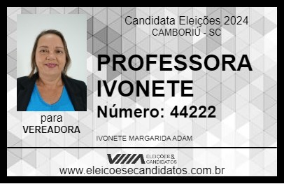 Candidato PROFESSORA IVONETE 2024 - CAMBORIÚ - Eleições