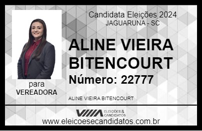 Candidato ALINE VIEIRA BITENCOURT 2024 - JAGUARUNA - Eleições