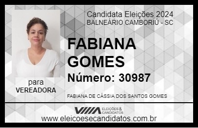 Candidato FABIANA GOMES 2024 - BALNEÁRIO CAMBORIÚ - Eleições