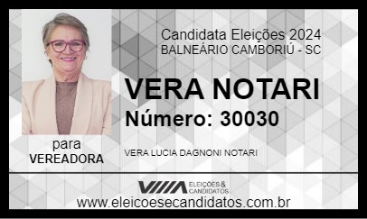 Candidato VERA NOTARI 2024 - BALNEÁRIO CAMBORIÚ - Eleições