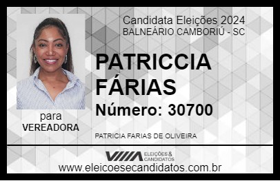 Candidato PATRICCIA FÁRIAS 2024 - BALNEÁRIO CAMBORIÚ - Eleições