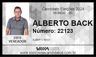 Candidato ALBERTO BACK 2024 - MONDAÍ - Eleições