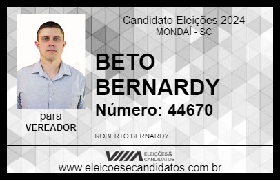 Candidato BETO BERNARDY 2024 - MONDAÍ - Eleições