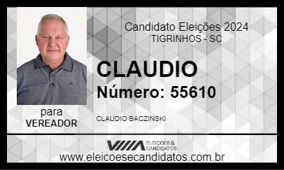 Candidato CLAUDIO 2024 - TIGRINHOS - Eleições