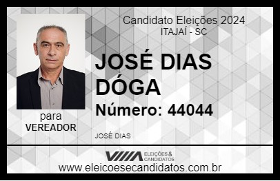 Candidato JOSÉ DIAS DÓGA 2024 - ITAJAÍ - Eleições