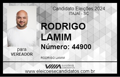 Candidato RODRIGO LAMIM 2024 - ITAJAÍ - Eleições