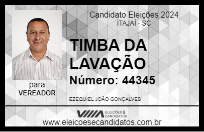 Candidato TIMBA DA LAVAÇÃO 2024 - ITAJAÍ - Eleições