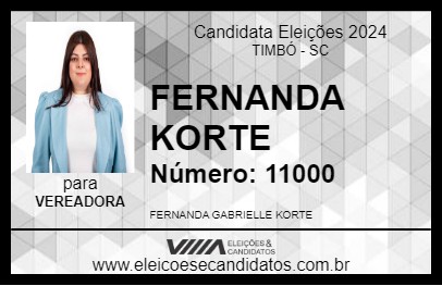 Candidato FERNANDA KORTE 2024 - TIMBÓ - Eleições